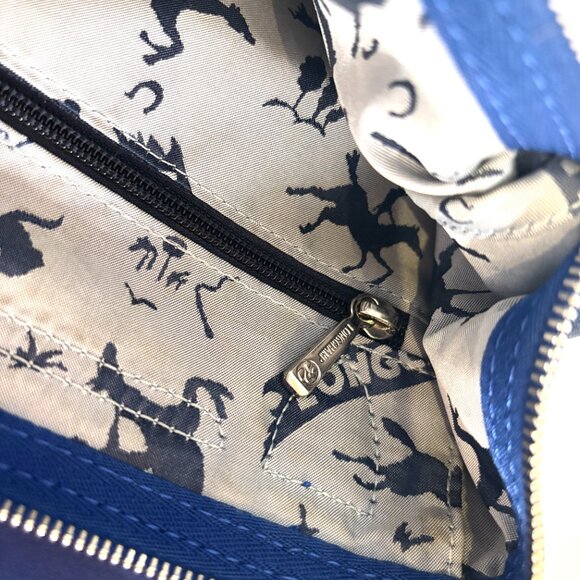 Longchamp Blue Leather Le Pliage Cuir Top Handle Crossbody - Picture 3 of 14